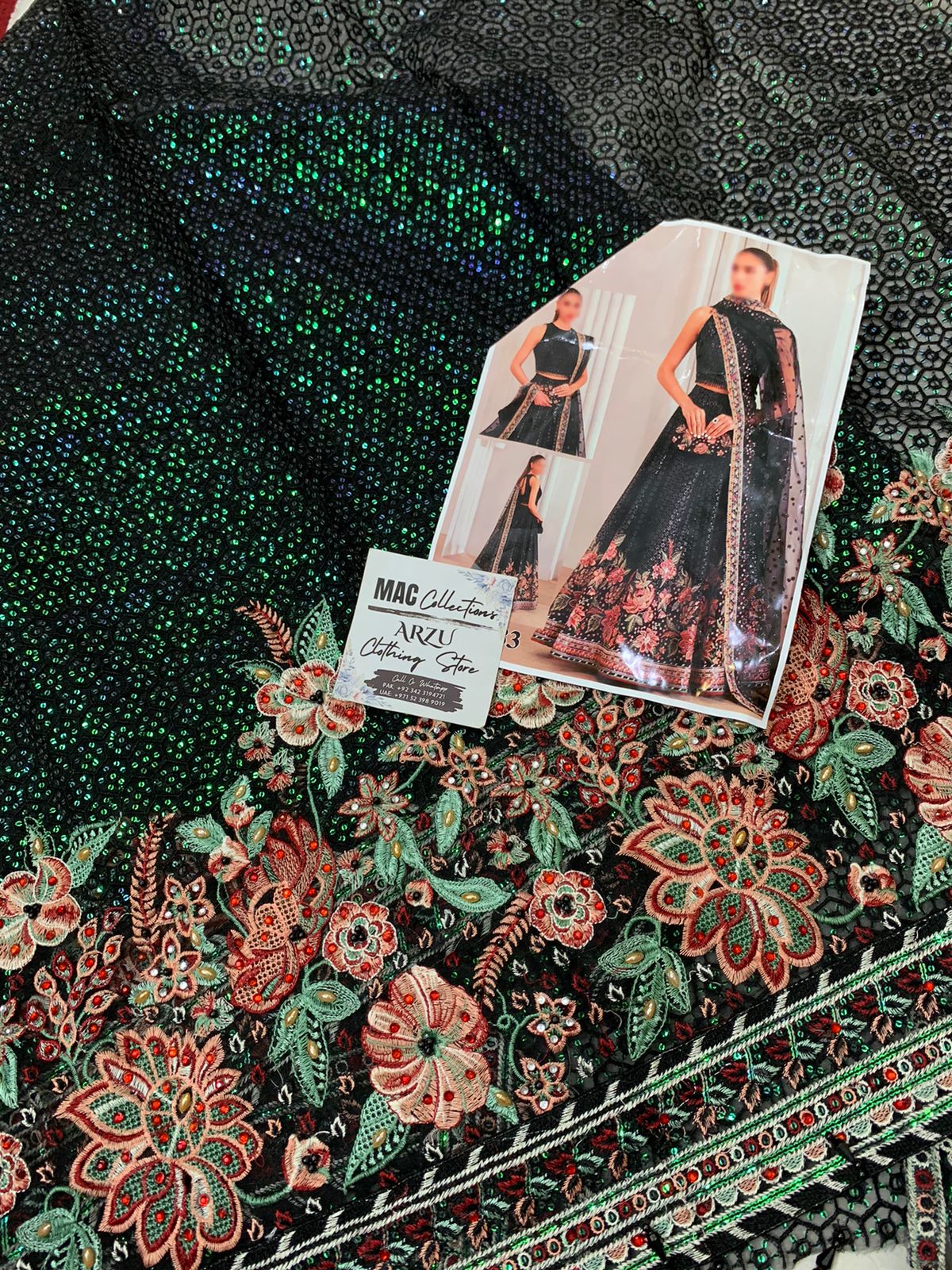 JZM Embroidered black Luxury organza Maxi