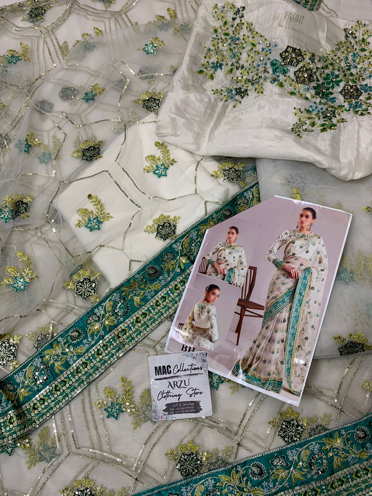 AA Embroidered White Luxury Net Saree