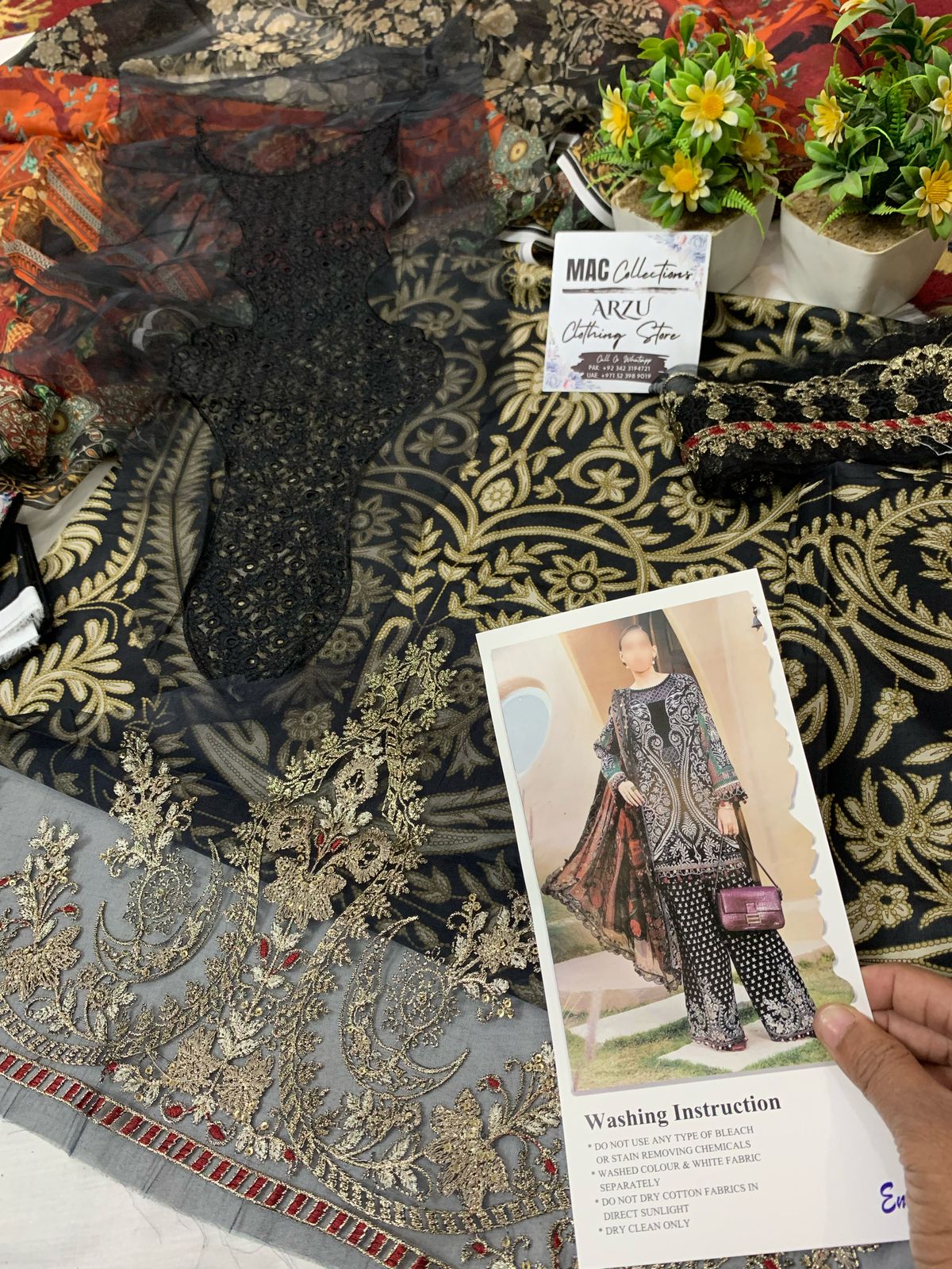 MP Embroidered Black & Gold Luxury Lawn Dress