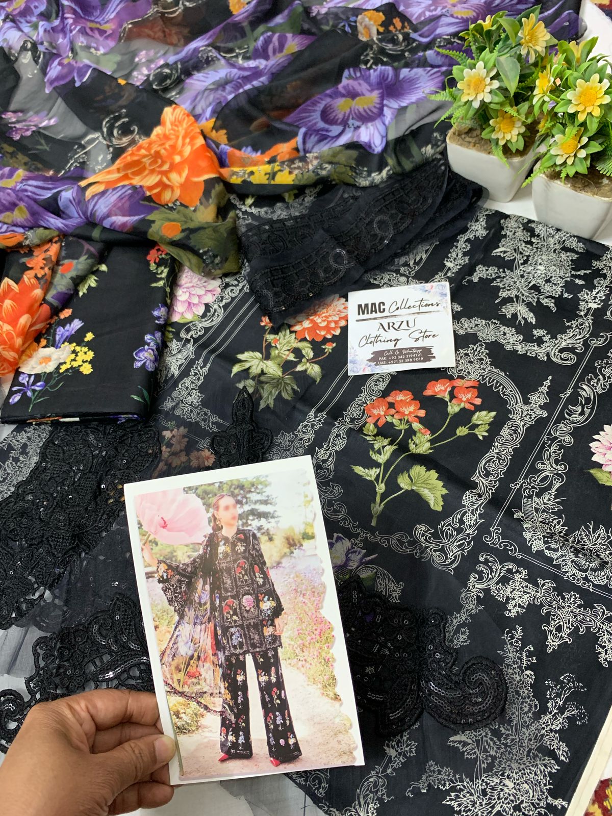 MP Embroidered Black Luxury Lawn Dress 025