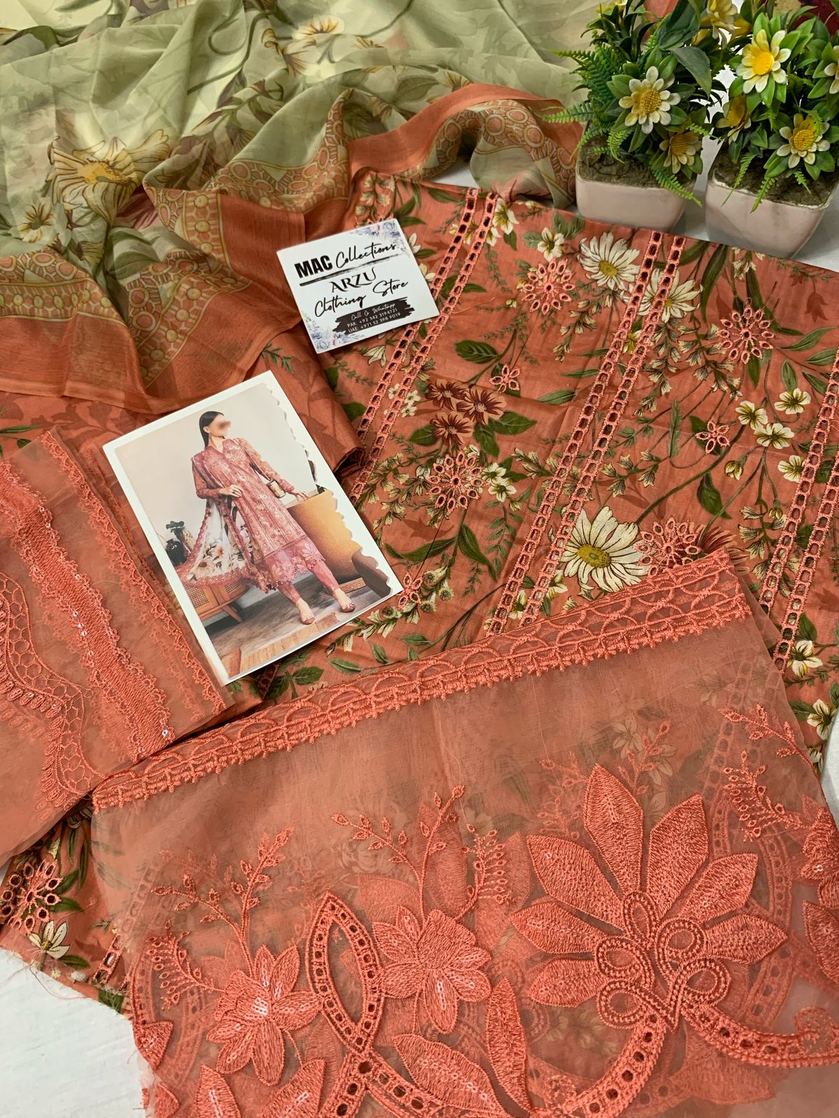 MP Embroidered Tea Pink Luxury Lawn Dress 025