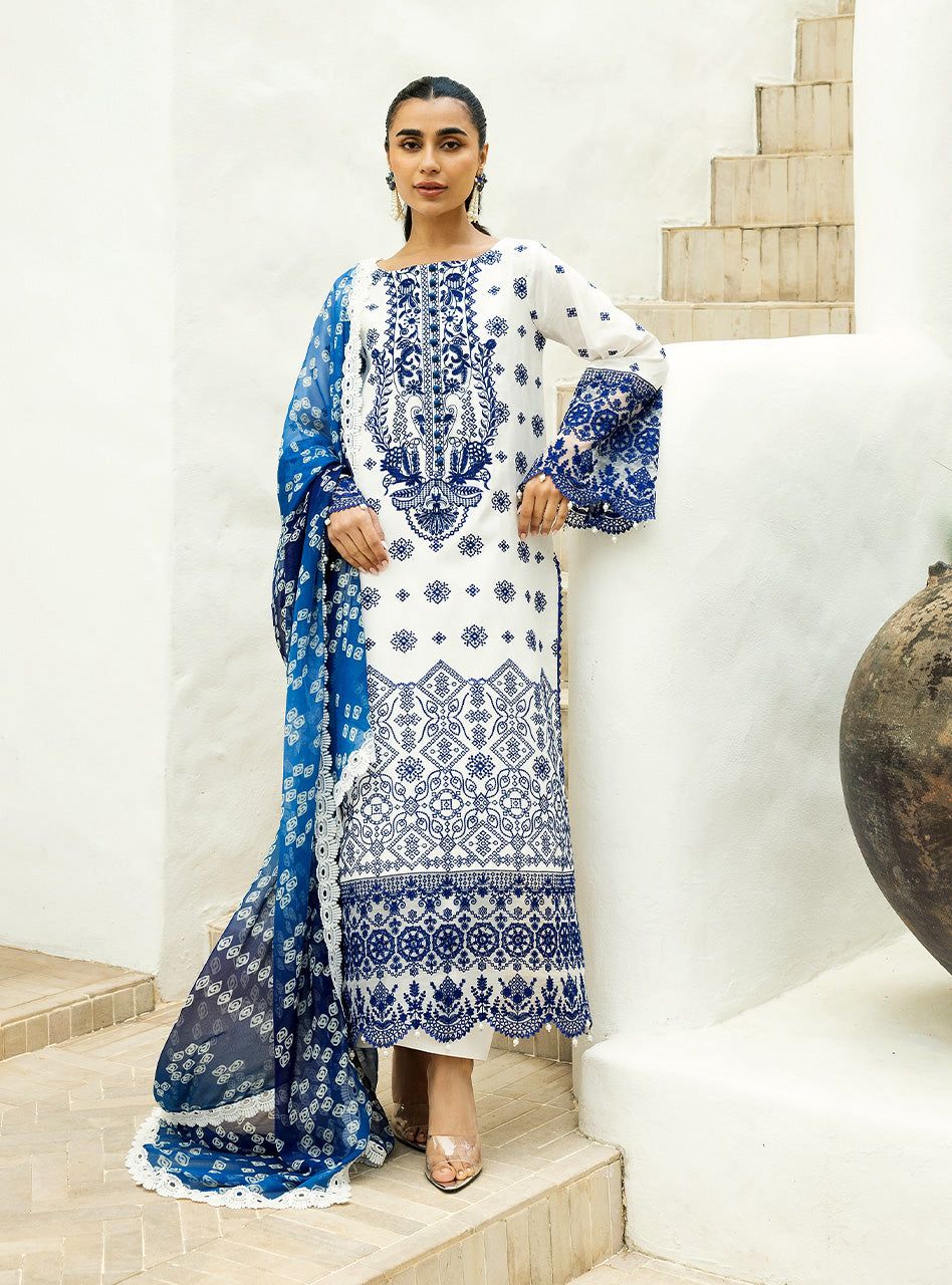 ZC Embroidered White & Blue Luxury Lawn Dress ZC Embroidered White & Blue Luxury Lawn Dress