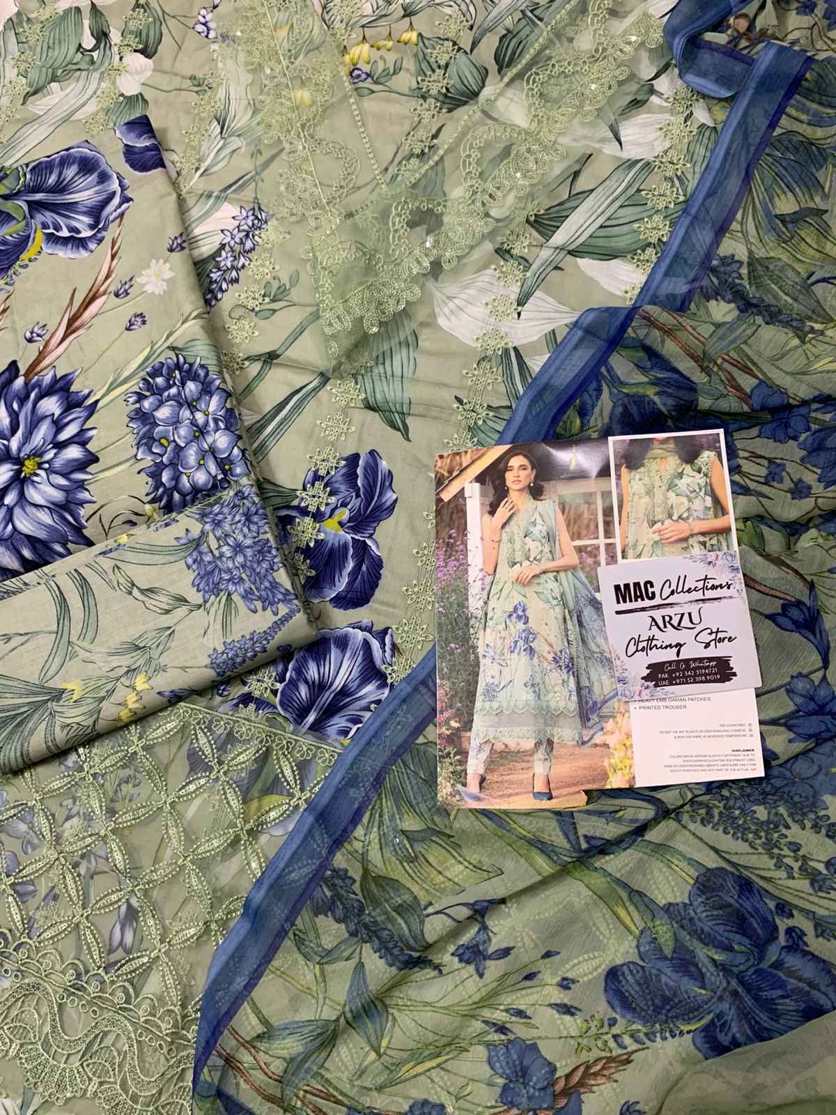 MB Embroidered Pista Luxury Lawn Dress - 2B