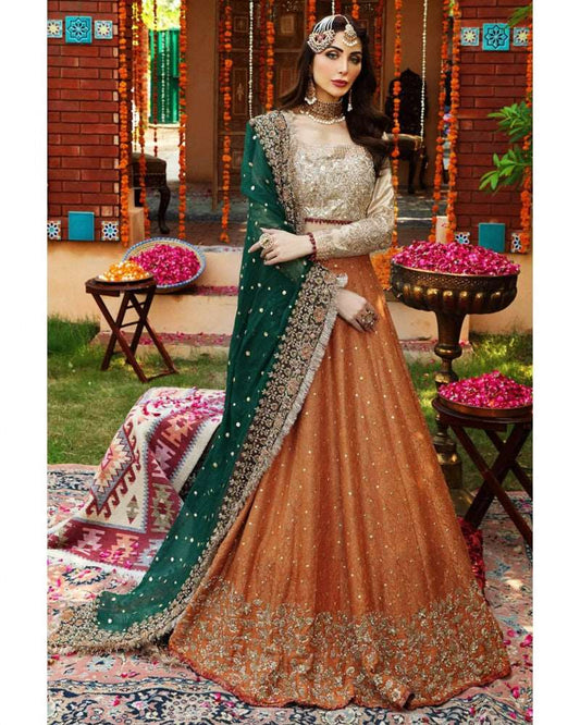 Aisha Imran Bridal Skin & Orange Maxi Net Collection Replica