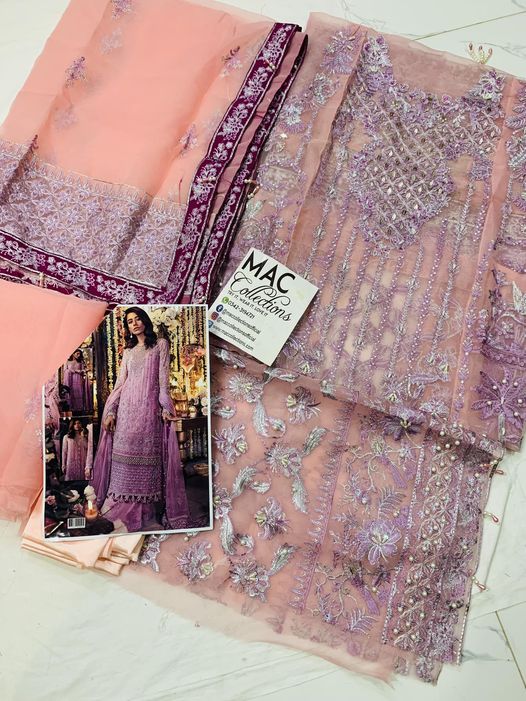 Exclusive Embroidered Pink Luxury Organza Dress