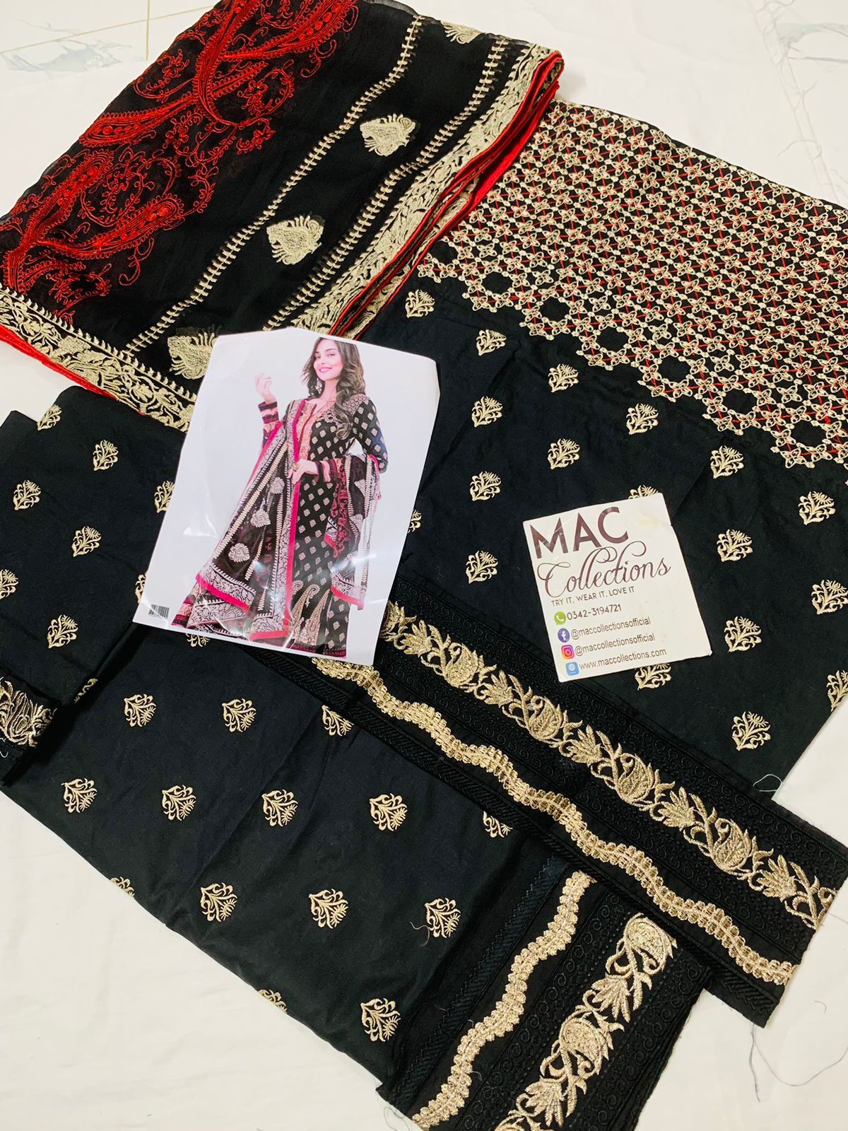 GA Embroidered Black Luxury lawn Dress