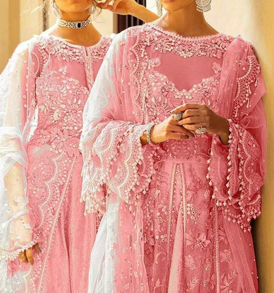 Mushq Pink Luxury Frock Organza Collection Replica