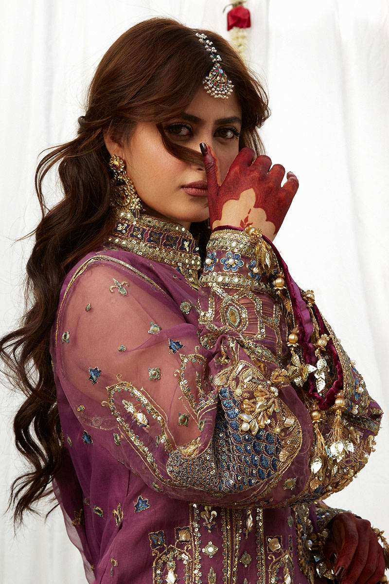 Zarlish Purple Gharara Luxury Organza Collection Replica