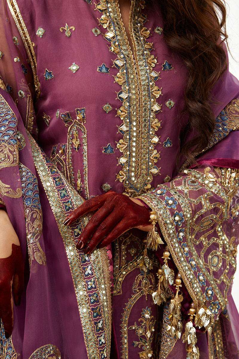 Zarlish Purple Gharara Luxury Organza Collection Replica