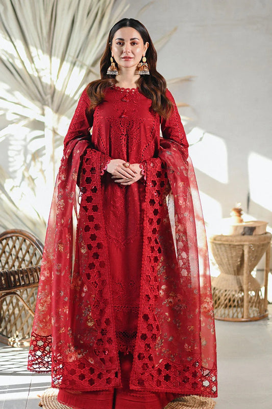 Qalamkar Red Luxury Lawn Dress