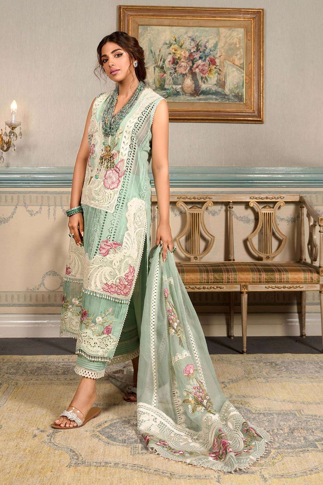 Crimson Sea Green Luxury Lawn Collection Replica