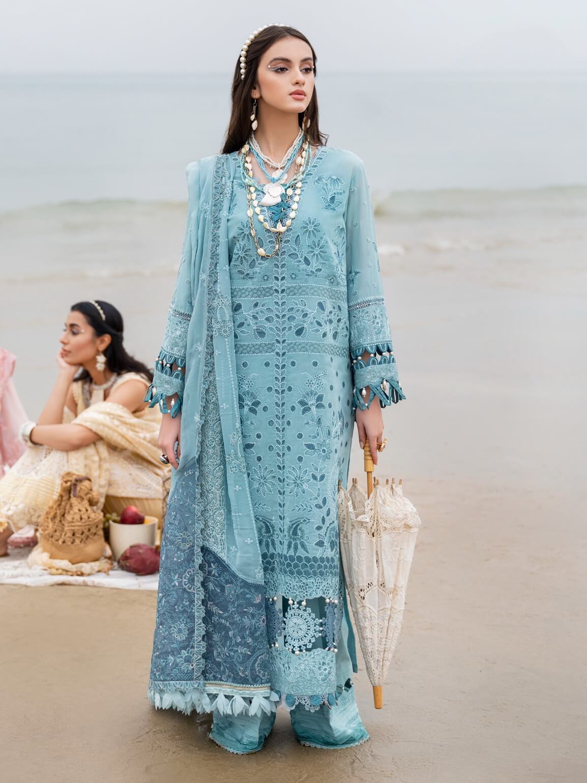 Nureh Blue Luxury Lawn Dress