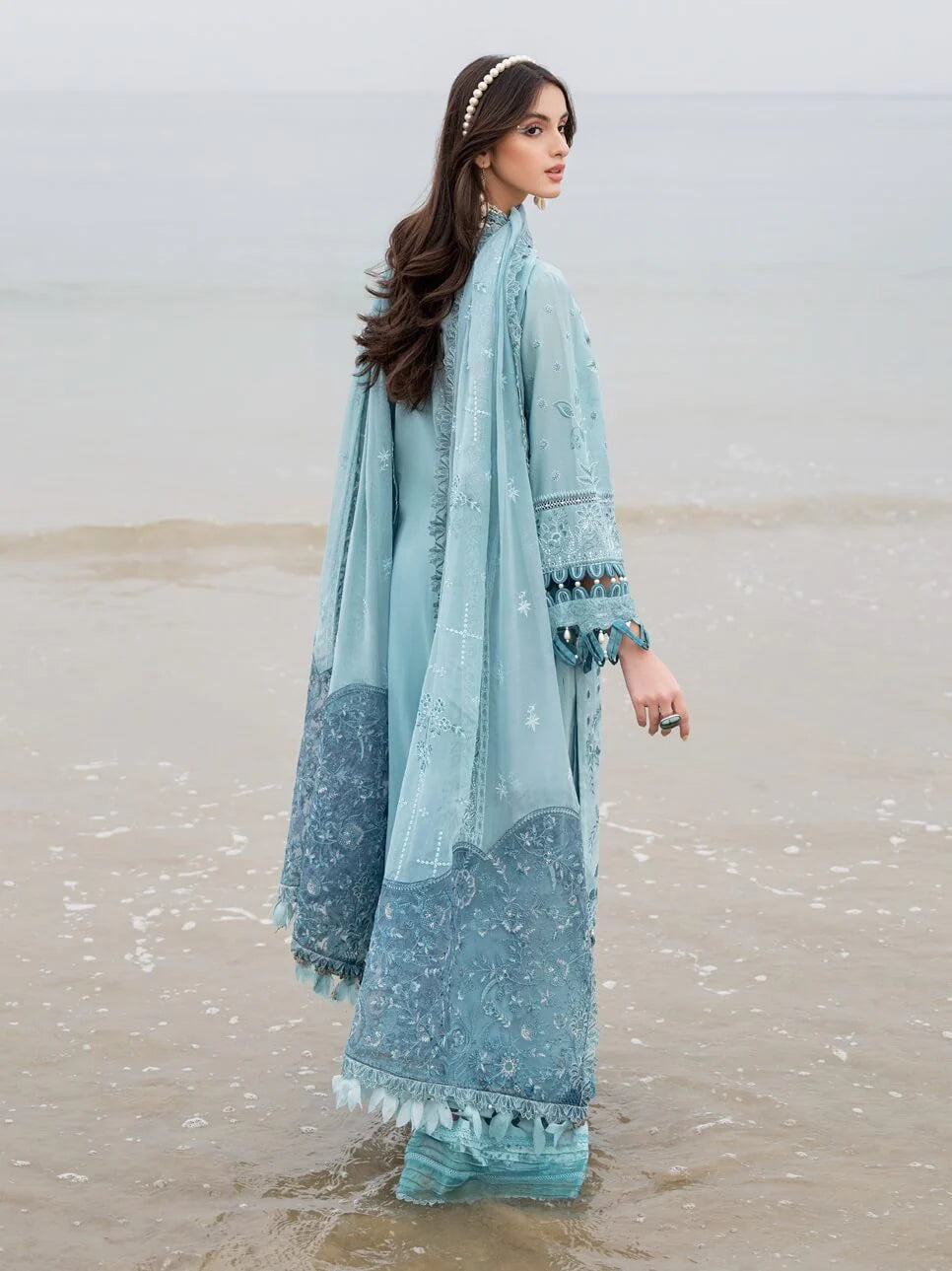 Nureh Blue Luxury Lawn Dress