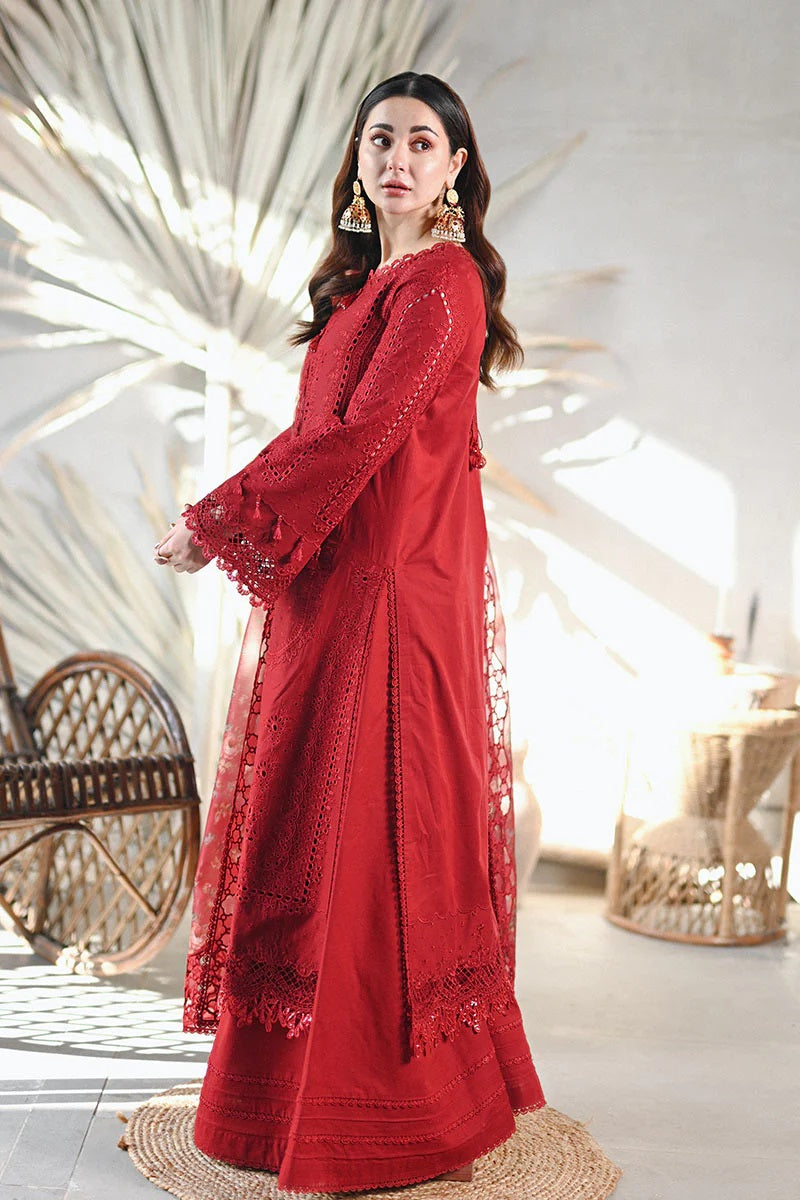 Qalamkar Red Luxury Lawn Dress