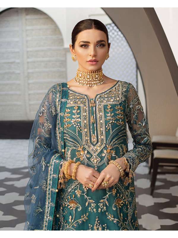 Gulaal Sea green Luxury Net Dress