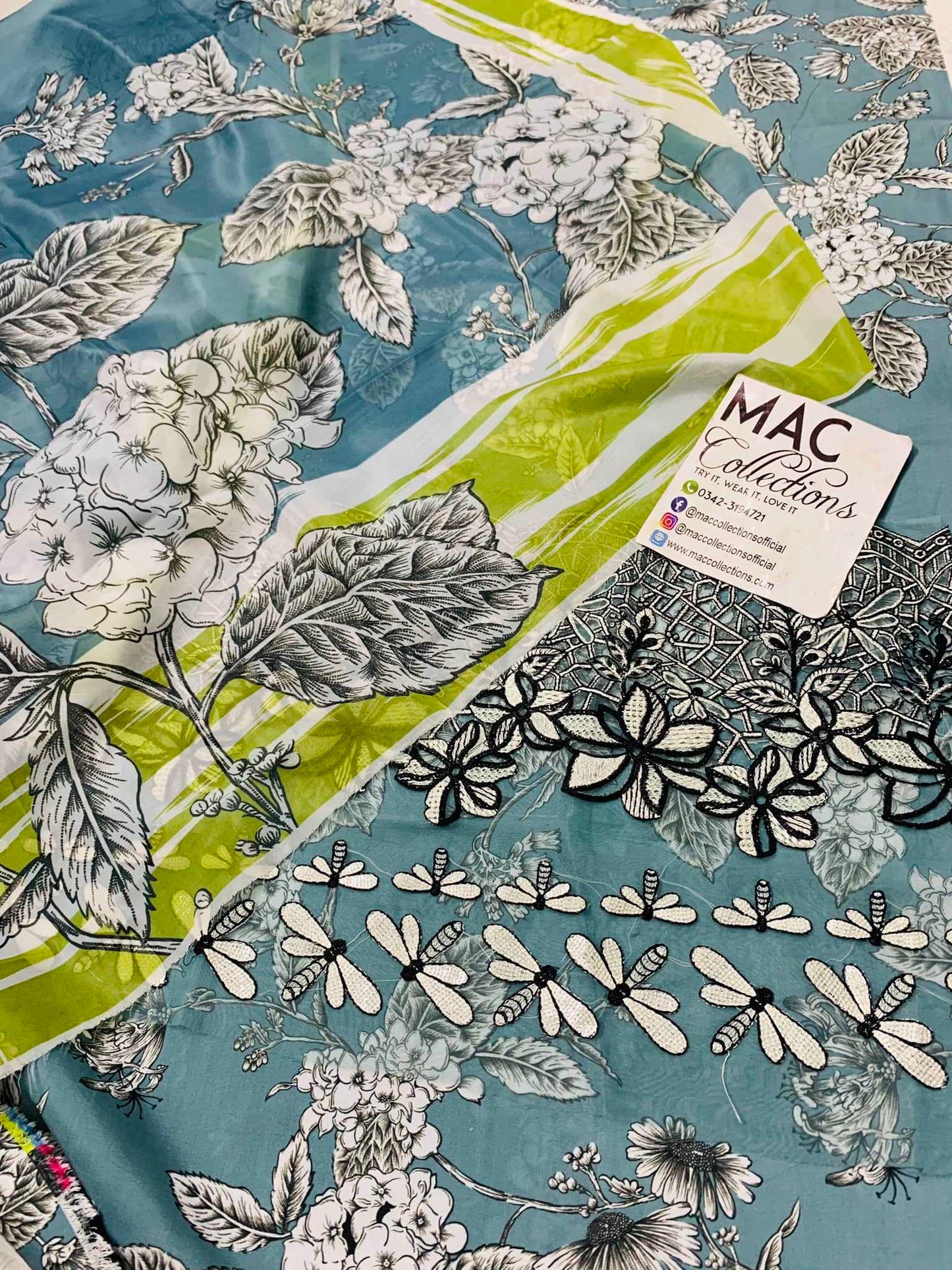 Maria B M Print  Sea Green Luxury Swiss Lawn Collection Replica