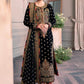 AJ Embroidered Black Luxury Velvet Dress - Unstitch