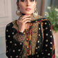 AJ Embroidered Black Luxury Velvet Dress - Unstitch