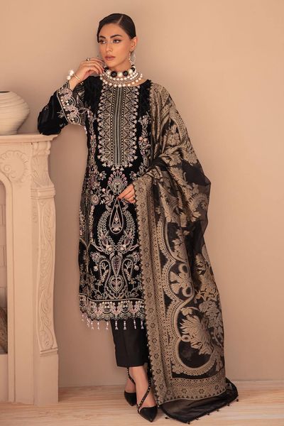 Ramsha Minhal Black Luxury Velvet Dress