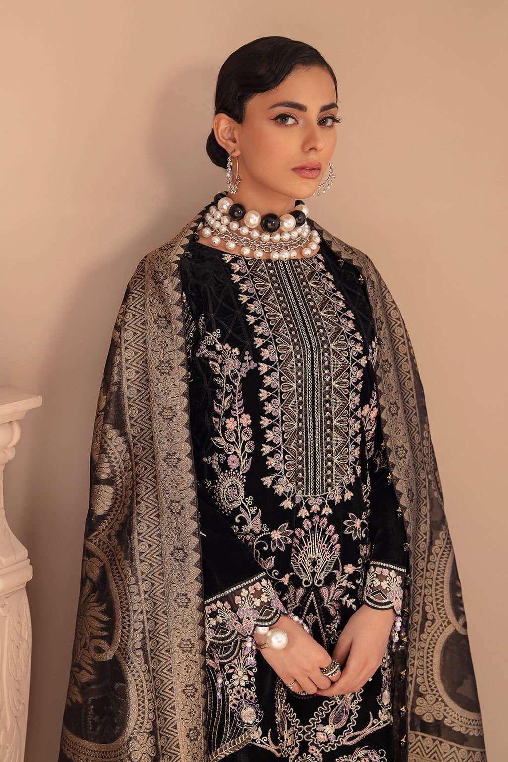 Ramsha Minhal Black Luxury Velvet Collection Replica