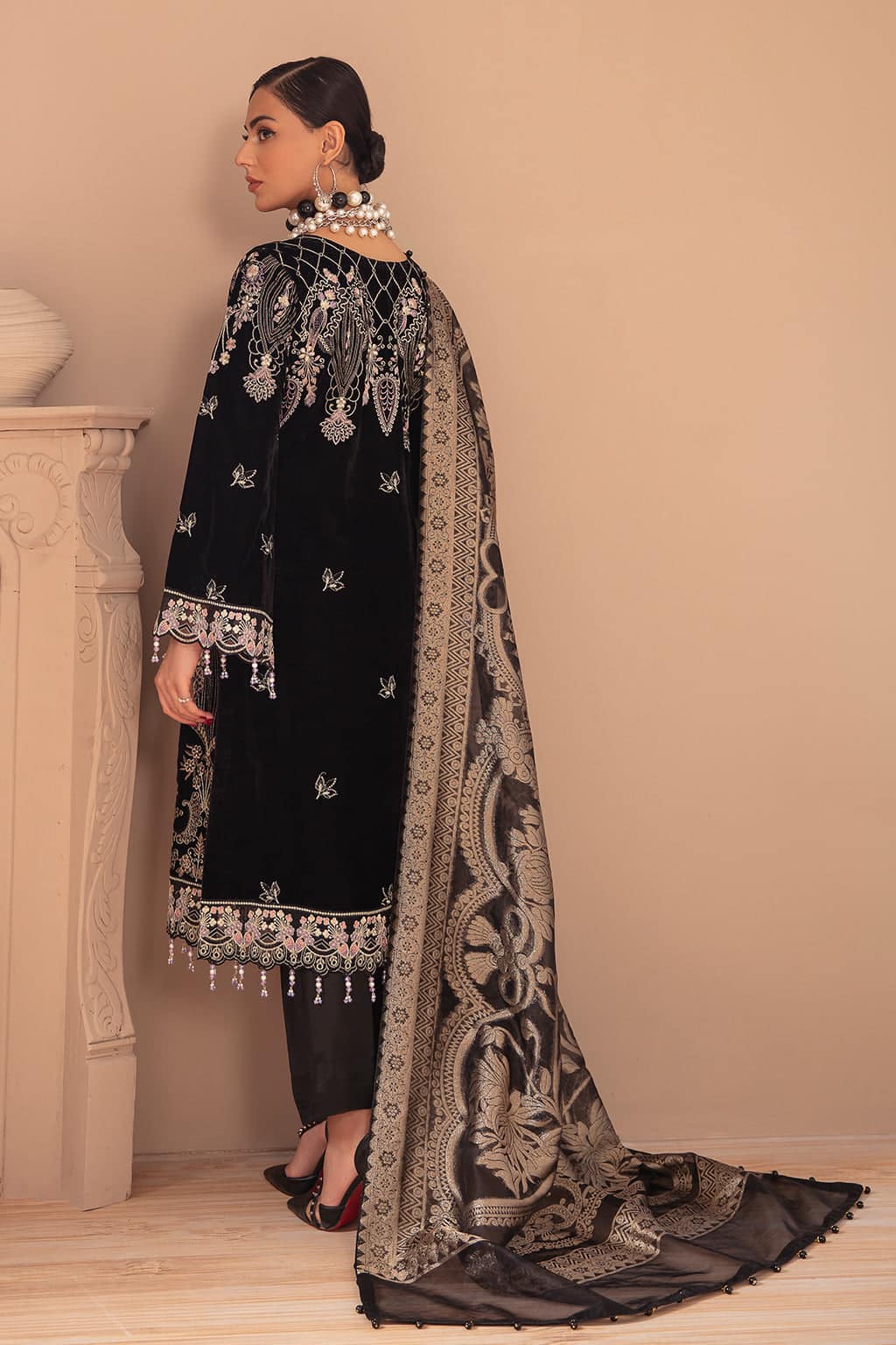 Ramsha Minhal Black Luxury Velvet Dress