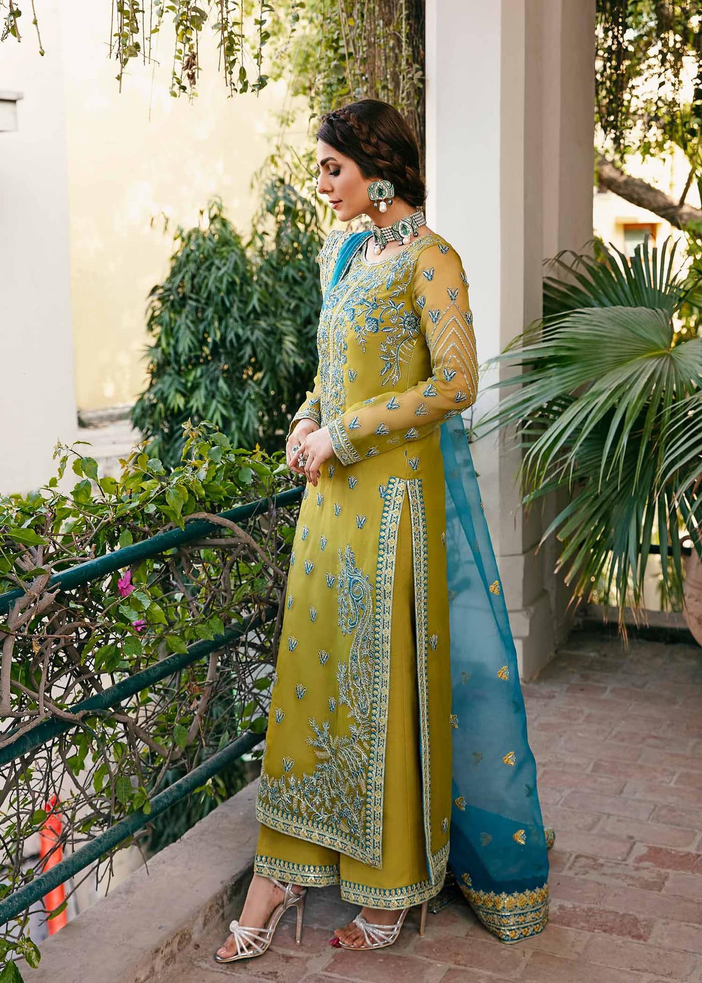 Akber Aslam Light Green Luxury Organza Dress