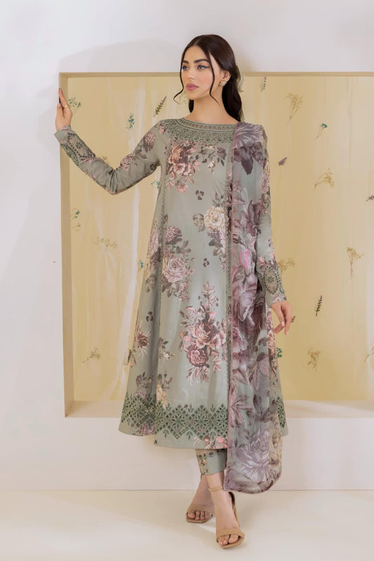 Iznik Green Luxury Lawn Dress