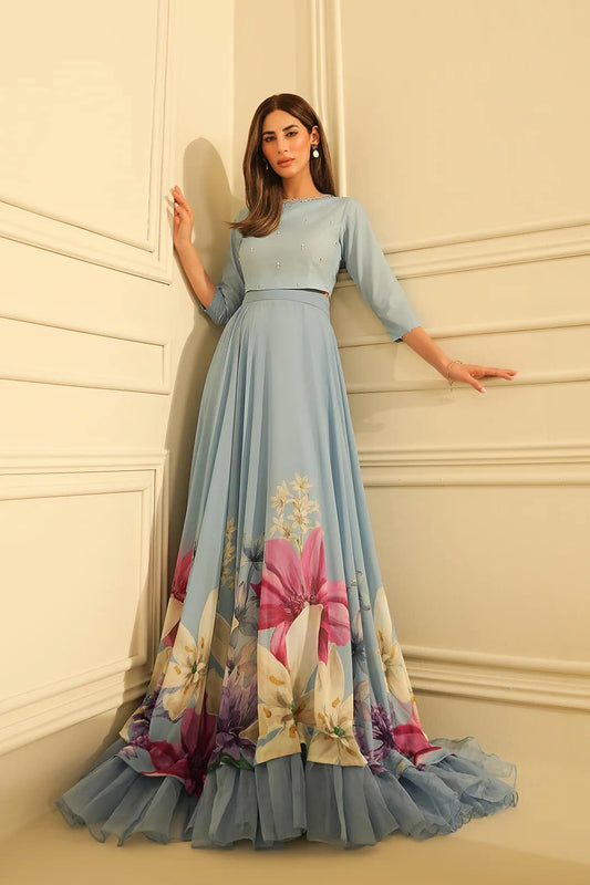 Lulusar Sky blue Luxury Silk Maxi