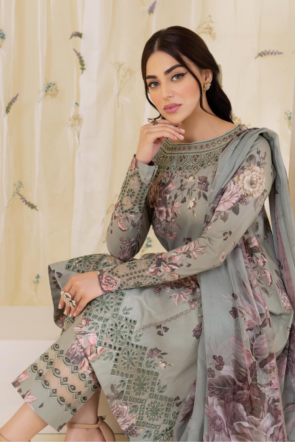 Iznik Green Luxury Lawn Dress