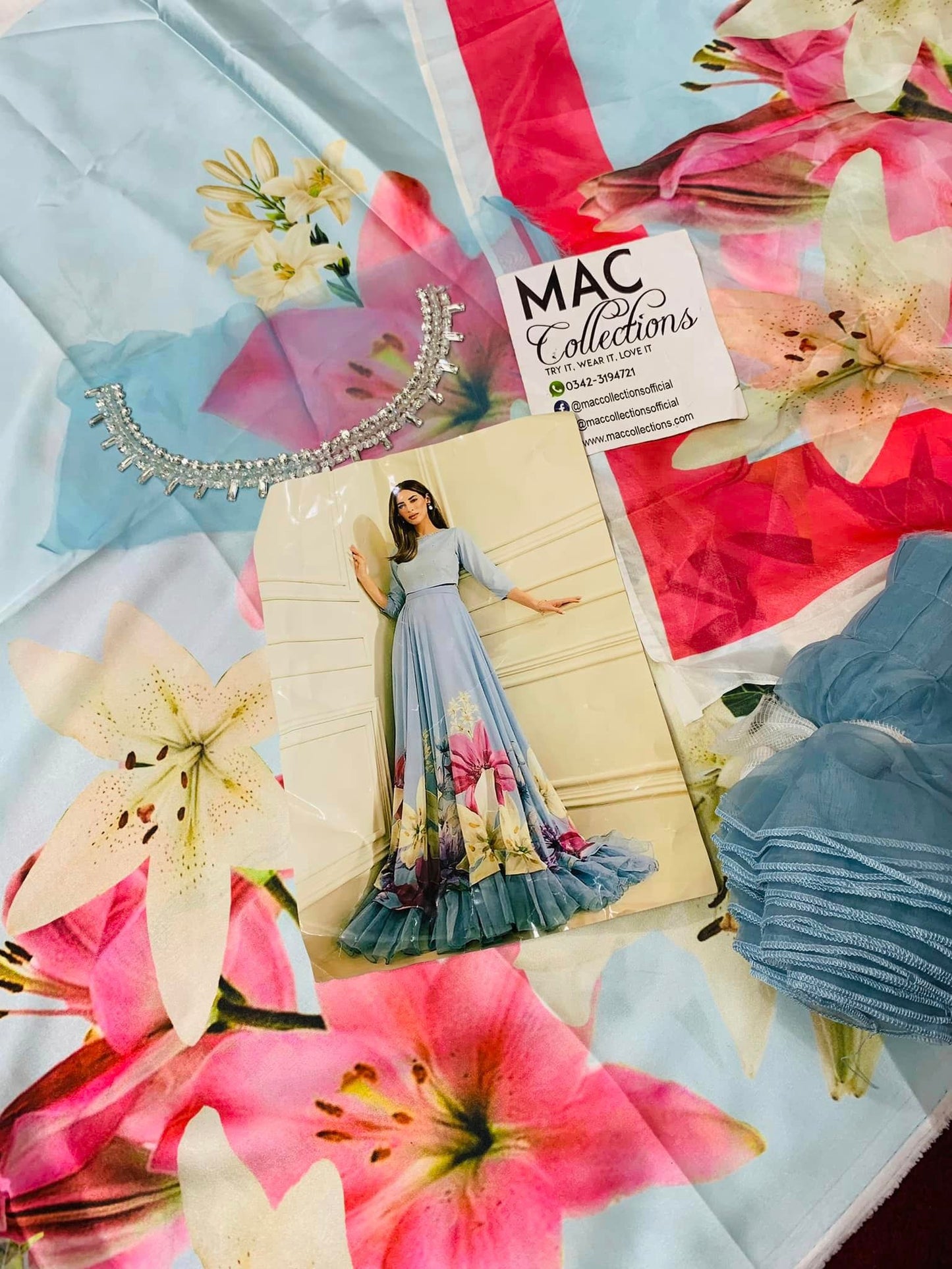 Lulusar Sky blue Luxury Silk Maxi