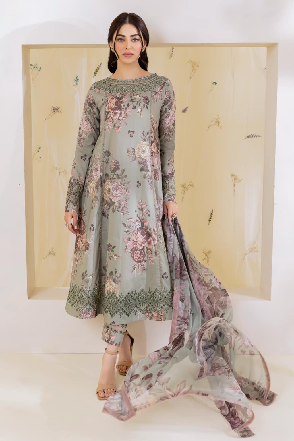 Iznik Green Luxury Lawn Dress