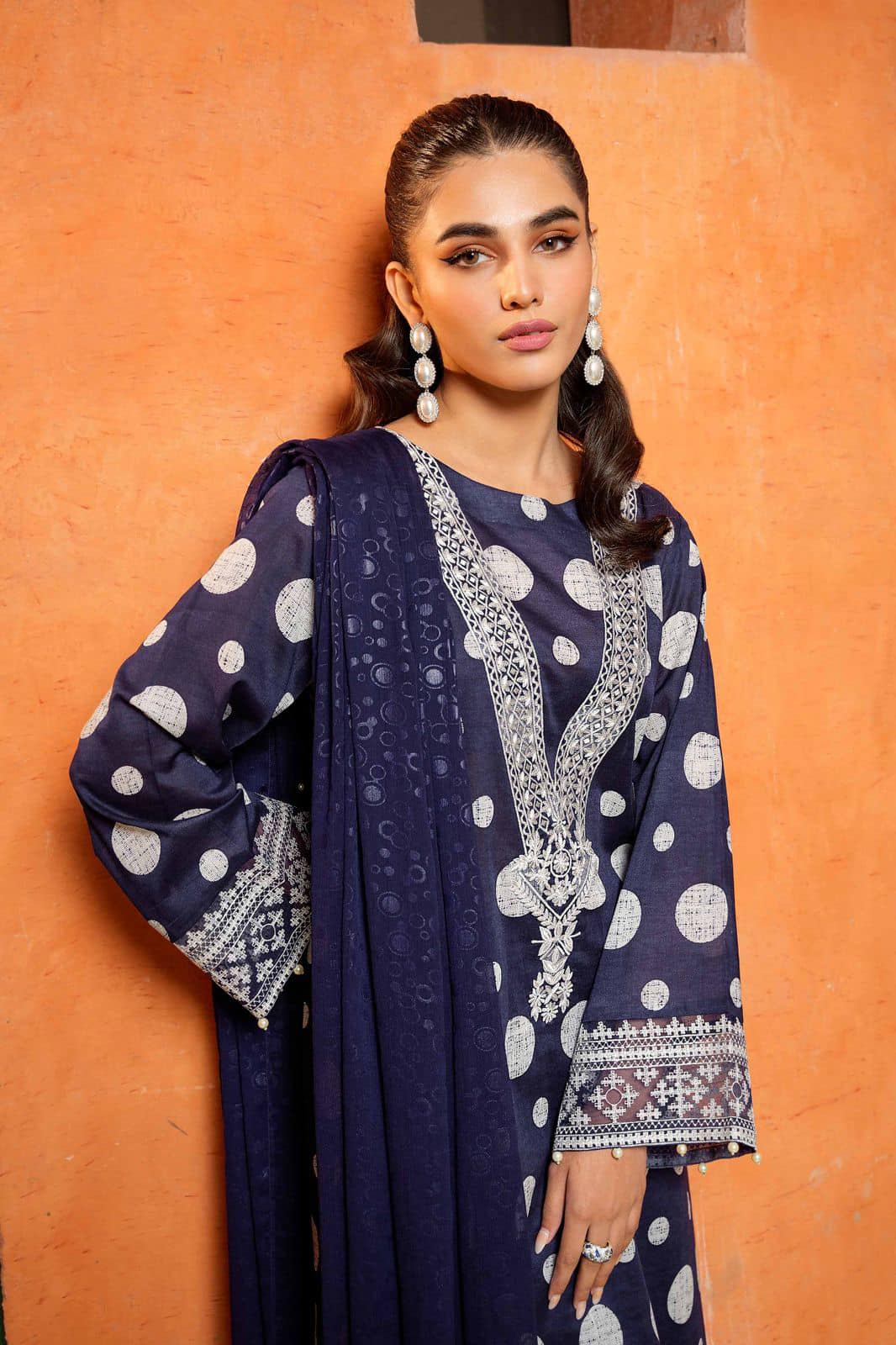 Nishat Navy Blue Luxury Lawn Dress