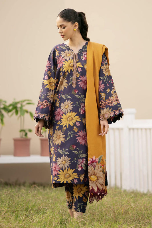 Baroque Blue Sunflower Luxury Lawn Dress