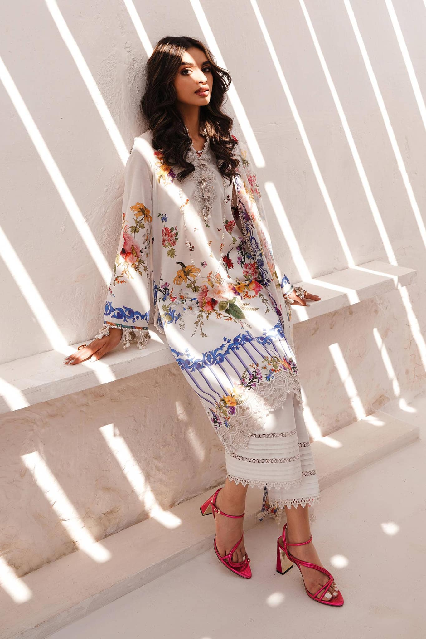 Sana Safinaz White Luxury Lawn Dress