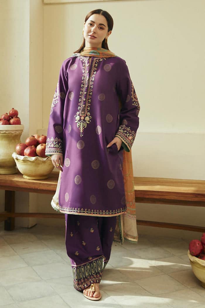 Zara Shahjahan Purple Luxury Lawn Dress