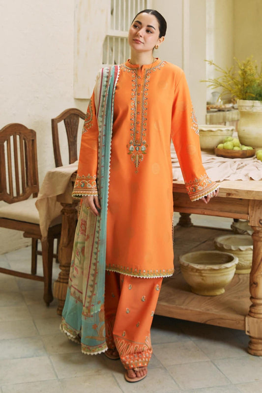 Zara Shahjahan Orange Luxury Lawn Dress