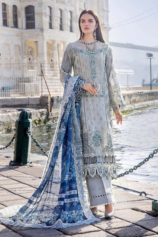 Adan Libas Grey Luxury Lawn Dress