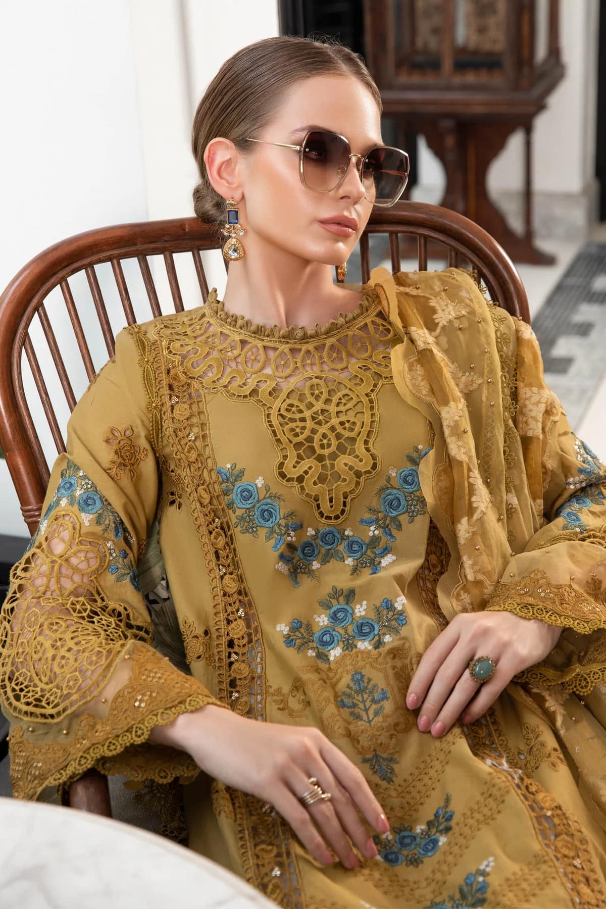 Maria B Mustard Luxury Lawn Dress