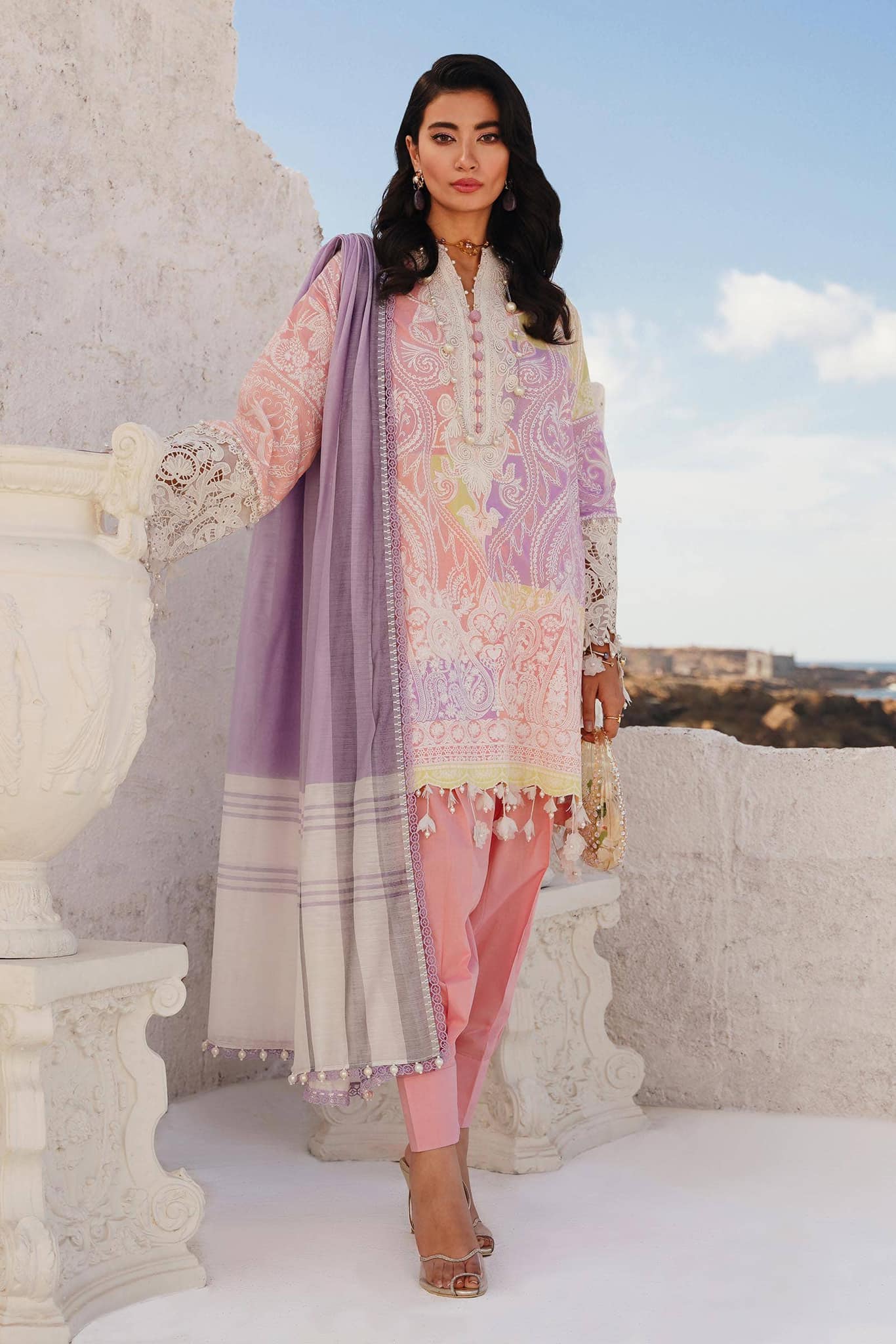 Sana Safinaz Multi Pink Luxury lawn Dress