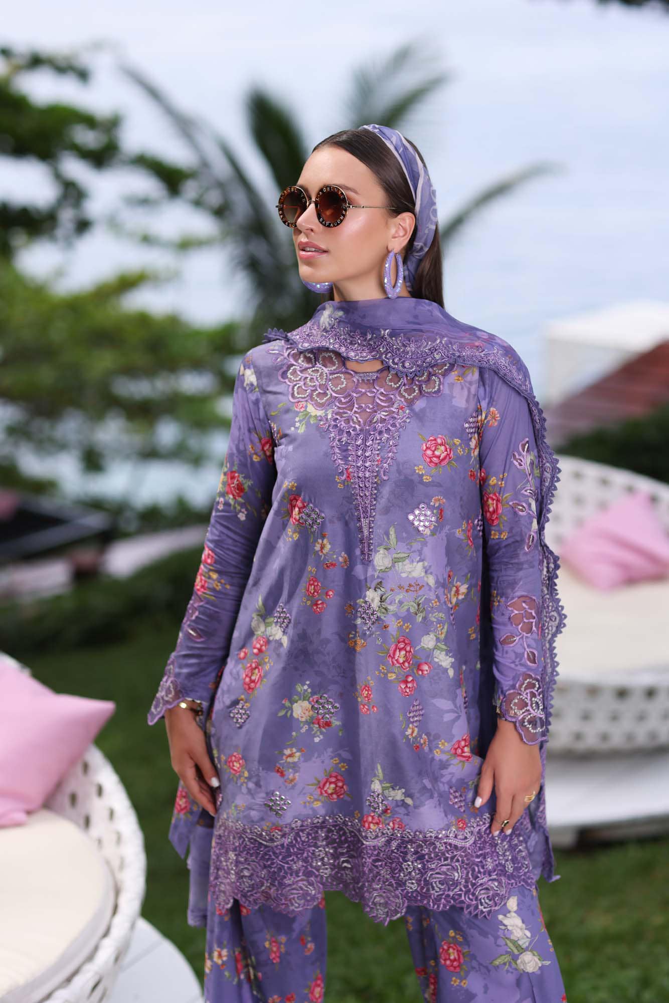 Noor by Sadia Asad Purple Luxury Lawn Dress