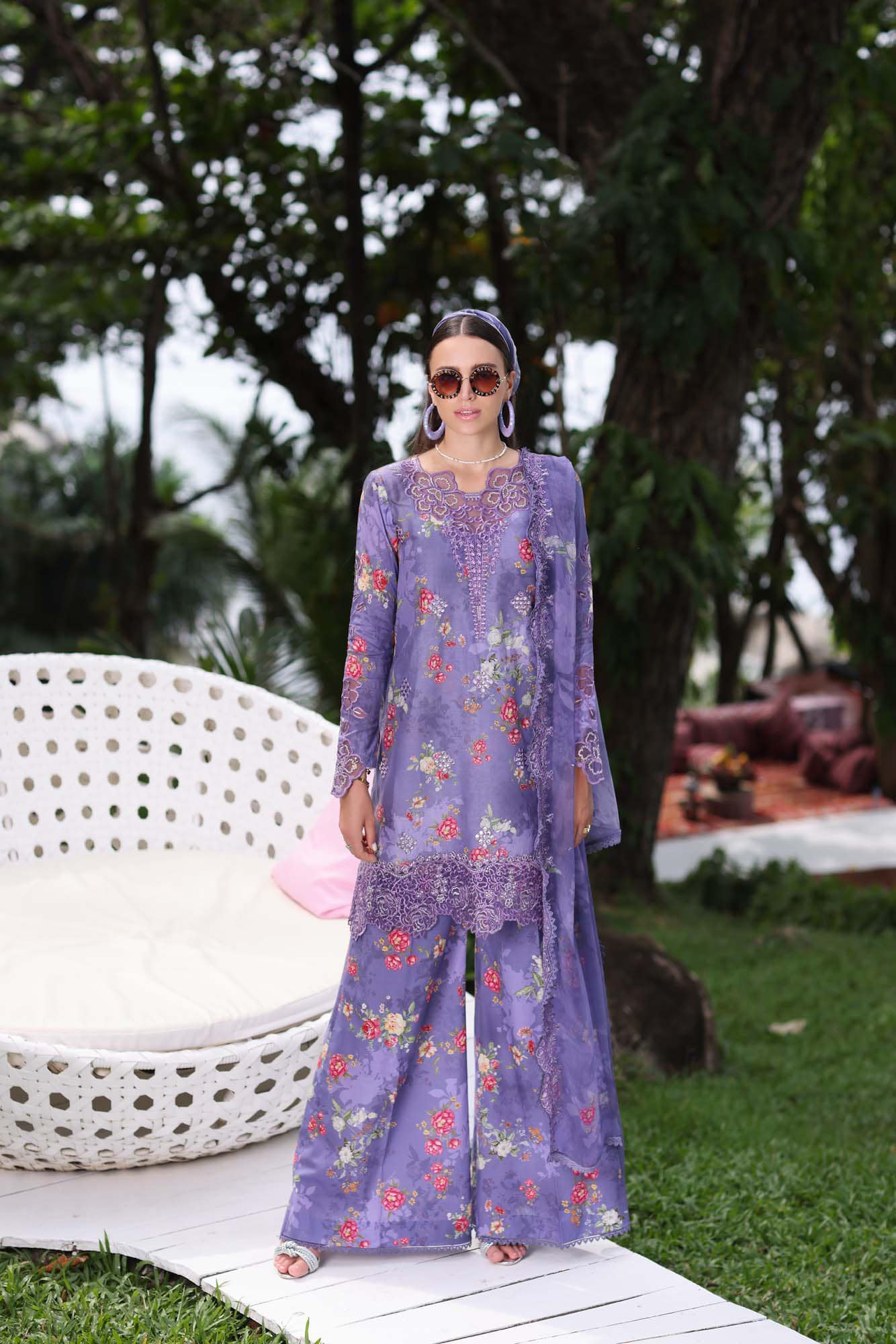 Noor by Sadia Asad Purple Luxury Lawn Dress