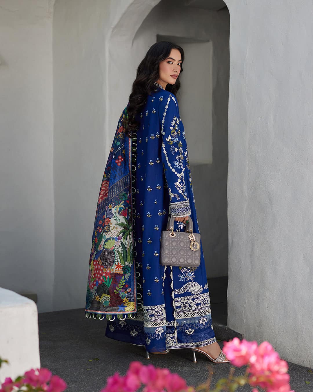 Faiza Saqlain Navy Blue Luxury Lawn Dress