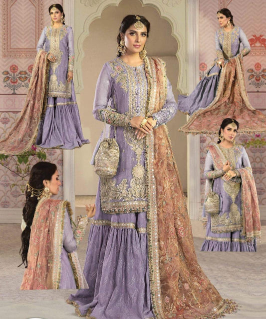 Maria B Purple Luxury Net Gharara