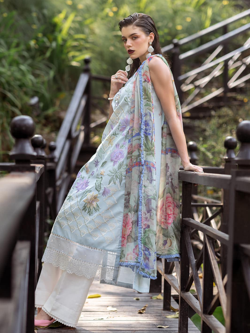 Roheenaz Sky Blue Luxury Lawn Dress