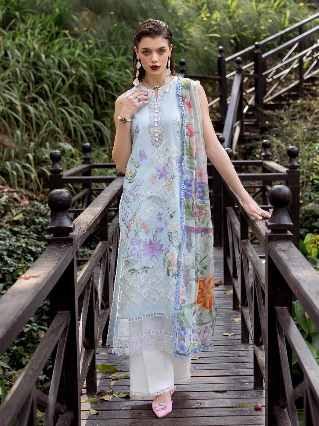 Roheenaz Sky Blue Luxury Lawn Dress