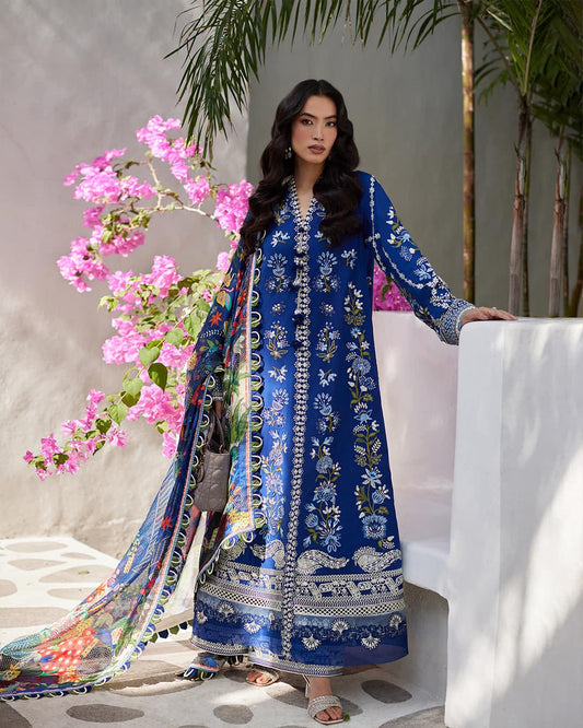 Faiza Saqlain Navy Blue Luxury Lawn Dress