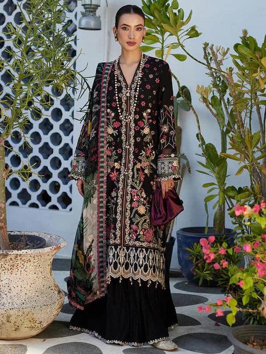 Faiza Saqlain Black Luxury Lawn Dress