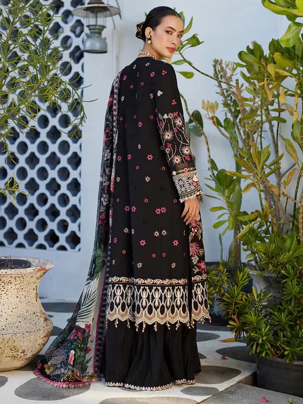 Faiza Saqlain Black Luxury Lawn Dress