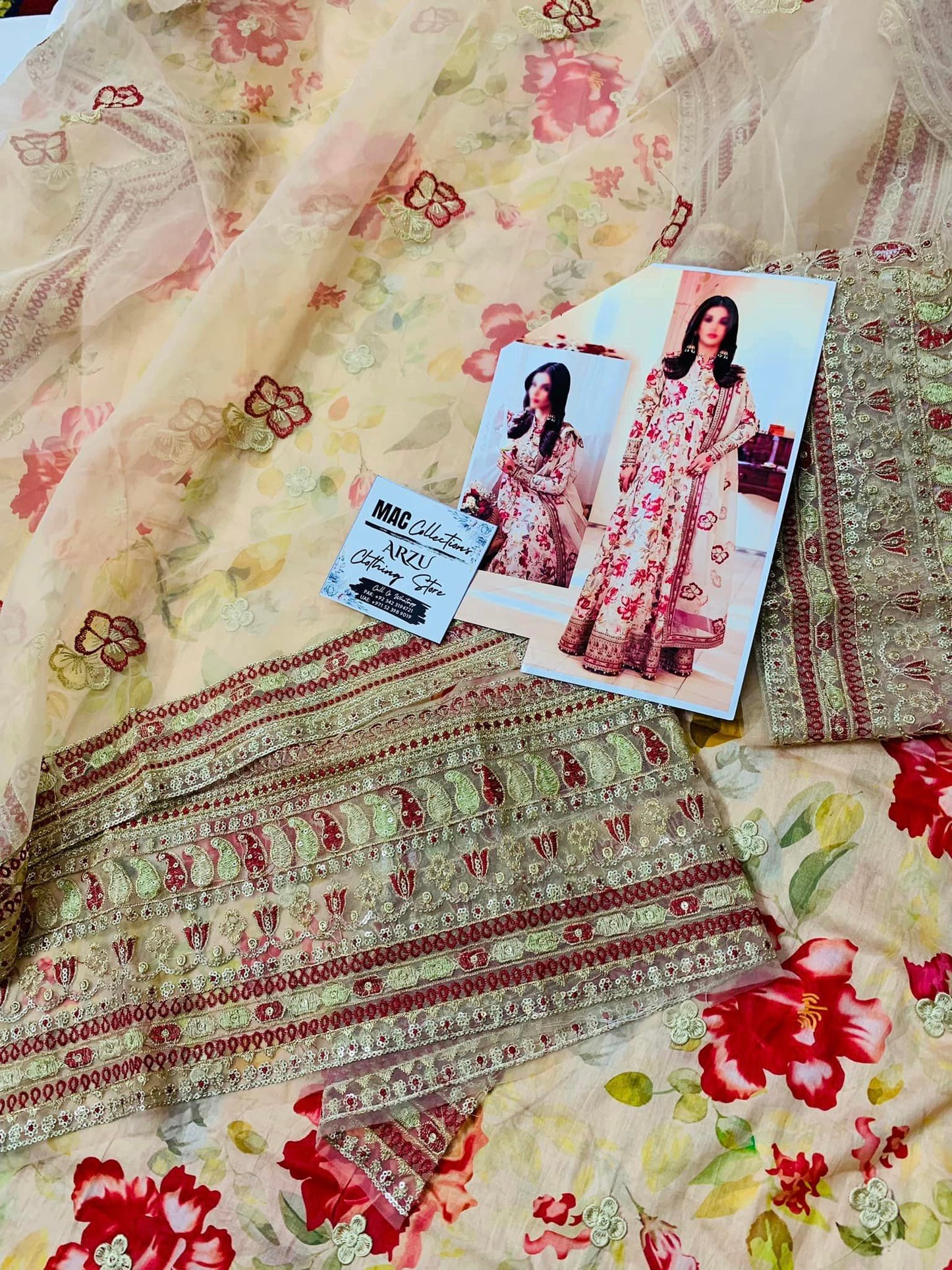 Iznik Cream Luxury Lawn Dress