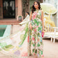 MP Embroidered White N Green Leaf Luxury Lawn Dress